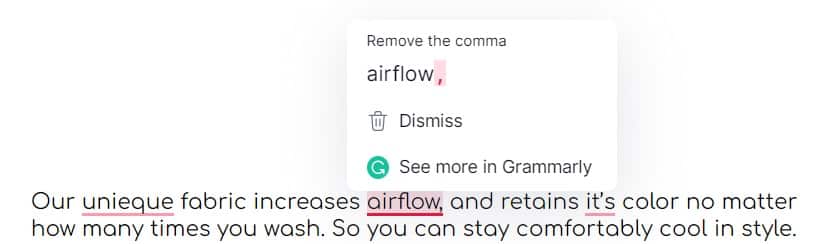 Using Grammarly to perfect product description.