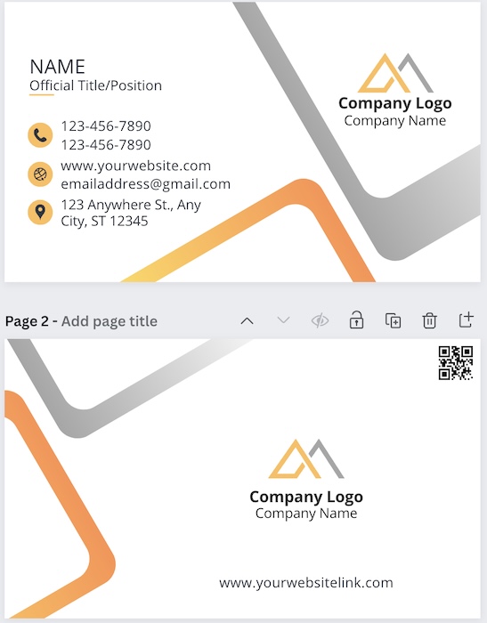 Screenshot of an simple orange-colored real estate business card.