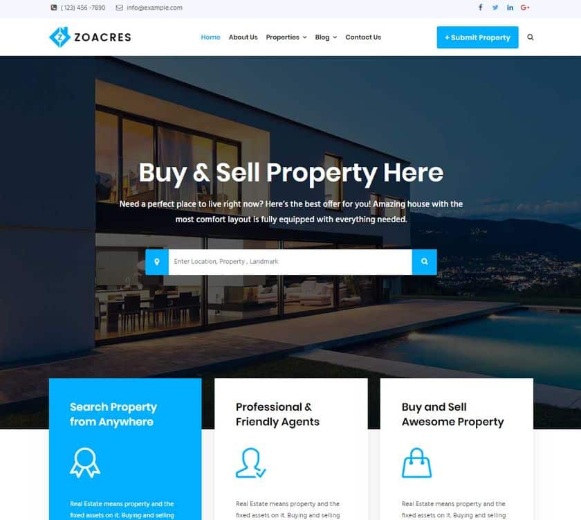 real estate website created by WordPress