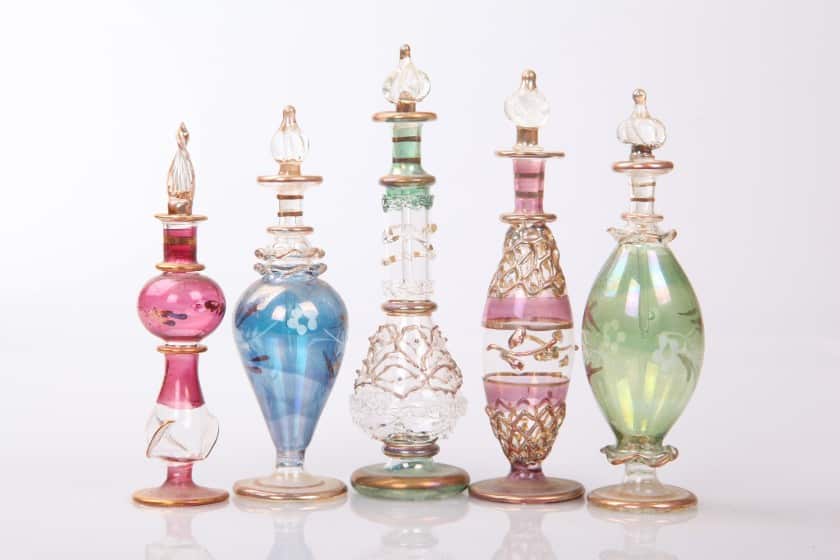 Showing Egyptian perfume bottles.