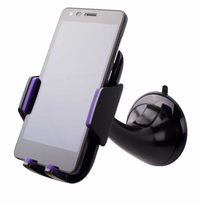 Showing a smartphone on a car phone holder.