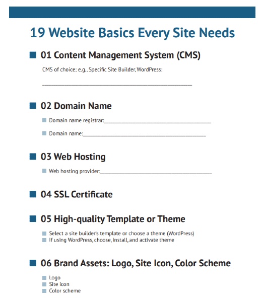 Checklist of Website Basics Every Site Needs