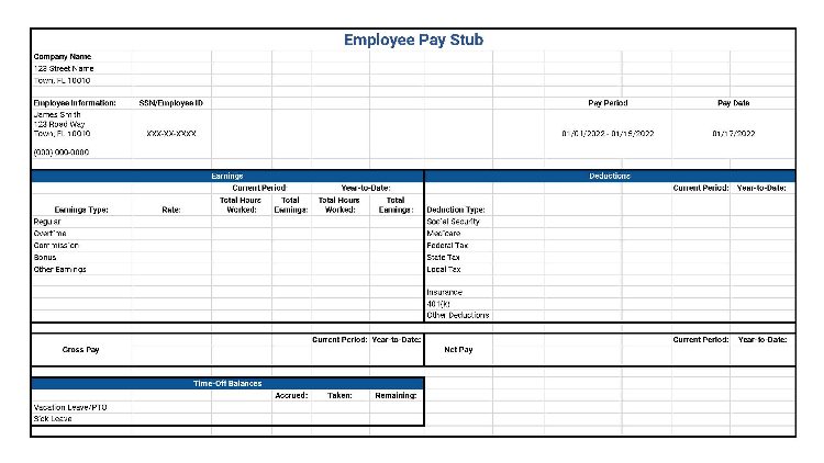 General Pay Stub template.
