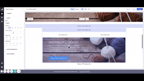 BigCommerce’s drag and drop editor in GIF.