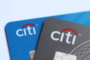 Two Citi credit card black and blue.
