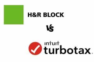 TurboTax vs H&R Block logo.