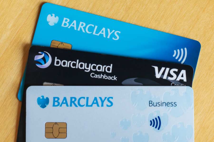 Three barclays credit cards.