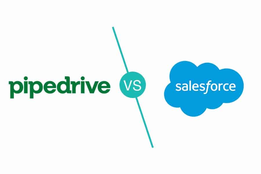 Pipedrive vs Salesforce logo.