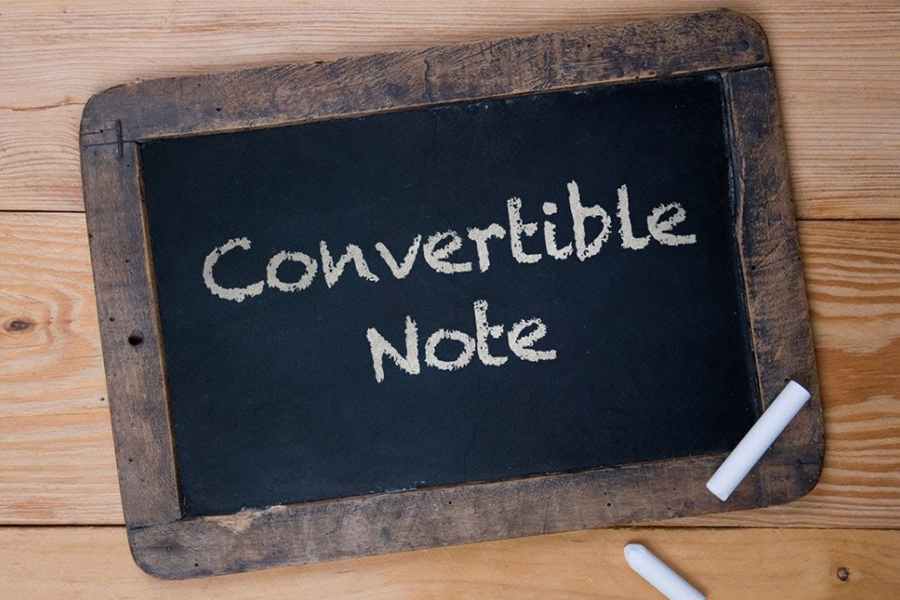 Convertible Note written in a small board.