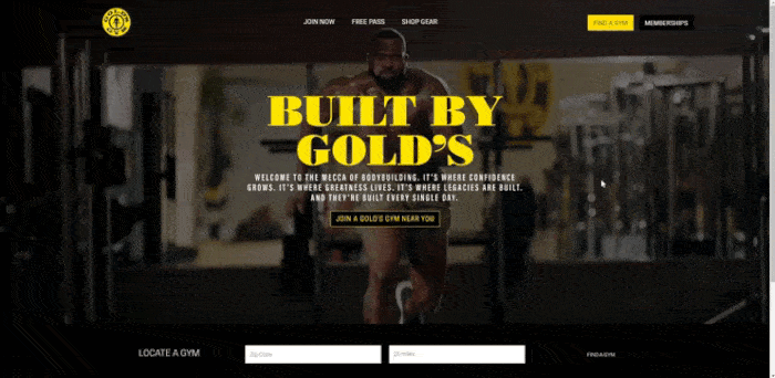Gold Gym Fitness landing page