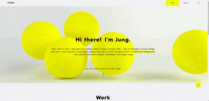 Jung Design portfolio landing page