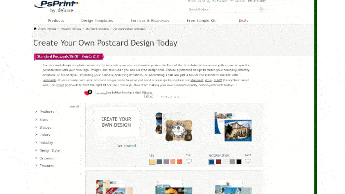 PsPrint wide range of modern postcard templates