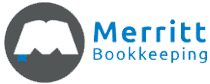 Merritt Bookkeeping logo that links to the Merritt Bookkeeping homepage in a new tab.