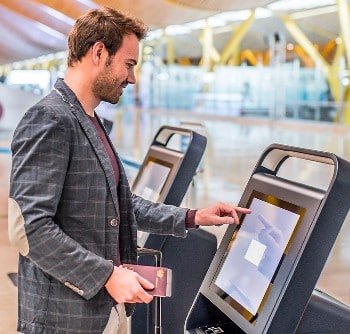 Check-in kiosks.