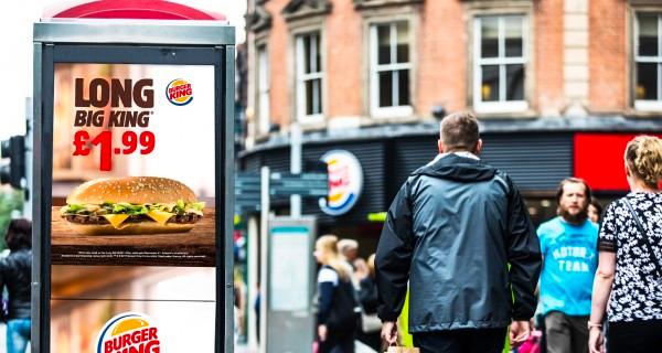 Kiosk outside Burger King restaurant.