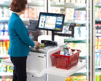 Self-service checkout kiosk.