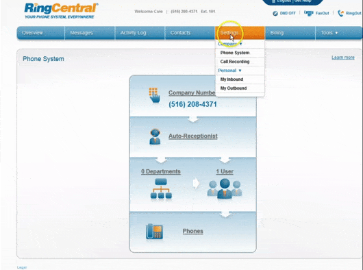 RingCentral auto-attendant functionality GIF.