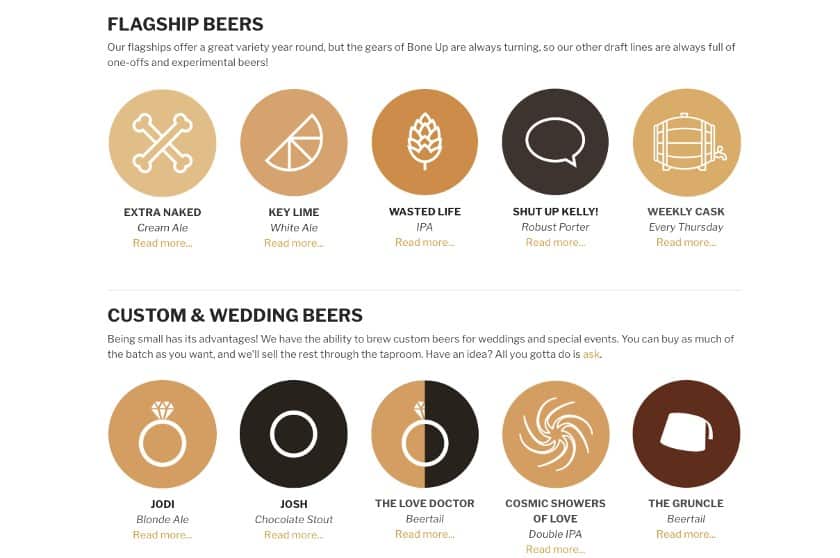 Examples of Weebly’s restaurant website templates, Flagship Beers.