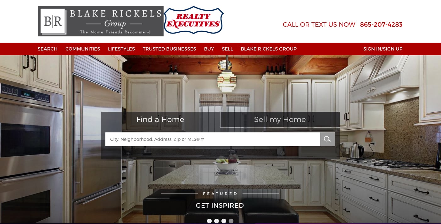 Blake Rickels Group home page sample.