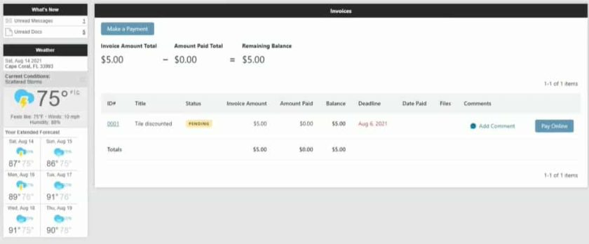 Invoicing module from Buildertrend.