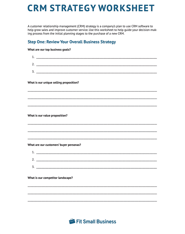 CRM Strategy Worksheet