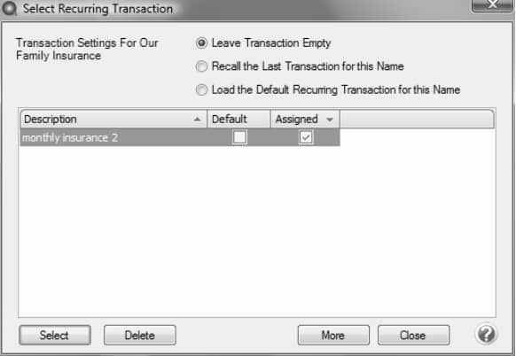 CenterPoint Accounting Select Recurring Transaction.