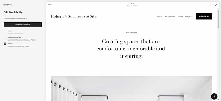 Choose a premium plan in Squarespace and publish your site