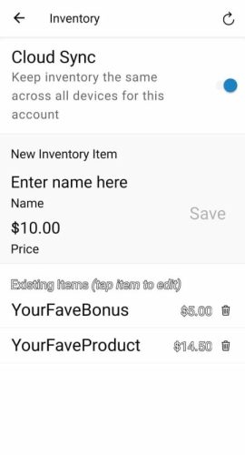 Cloud Sync tracks inventory on Stripe and across all your devices.