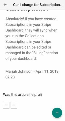 Collect for Stripe App Help section is an FAQ, but more complete than others.