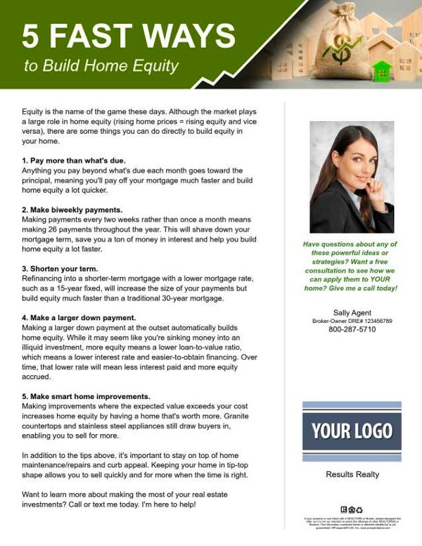 Educational Newsletter educating stakeholders on what home equity is