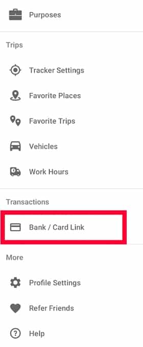 Connect bank or credit card to track expenses in Everlance.