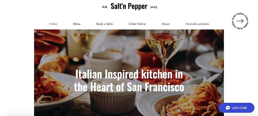 Wix Webiste Template,Salt & Pepper homepage