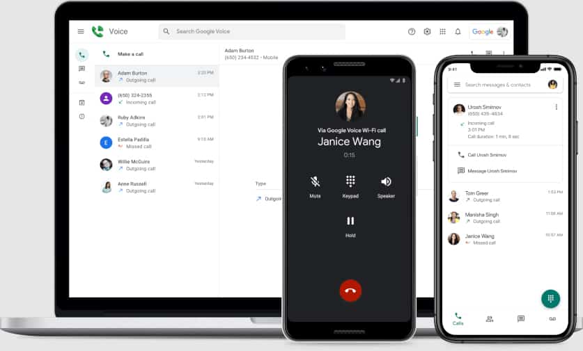 Google Voice in computer and mobile app.