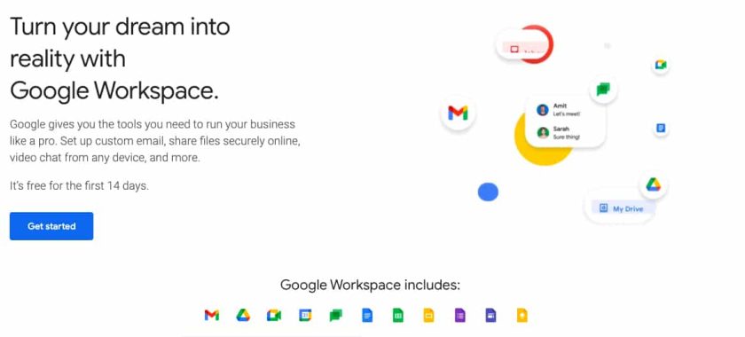 Get started page and number of employees in Google Workspace.