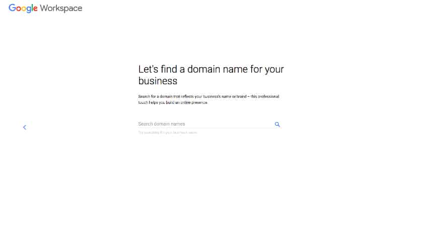 Sample image of Google Workspace in searching for your domain name.