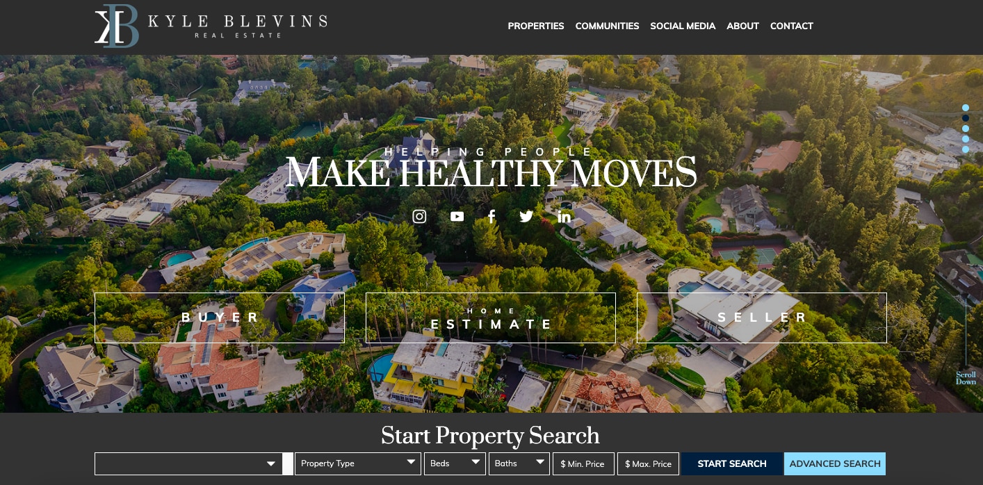 Kyle Blevins Real Estate sample homepage.