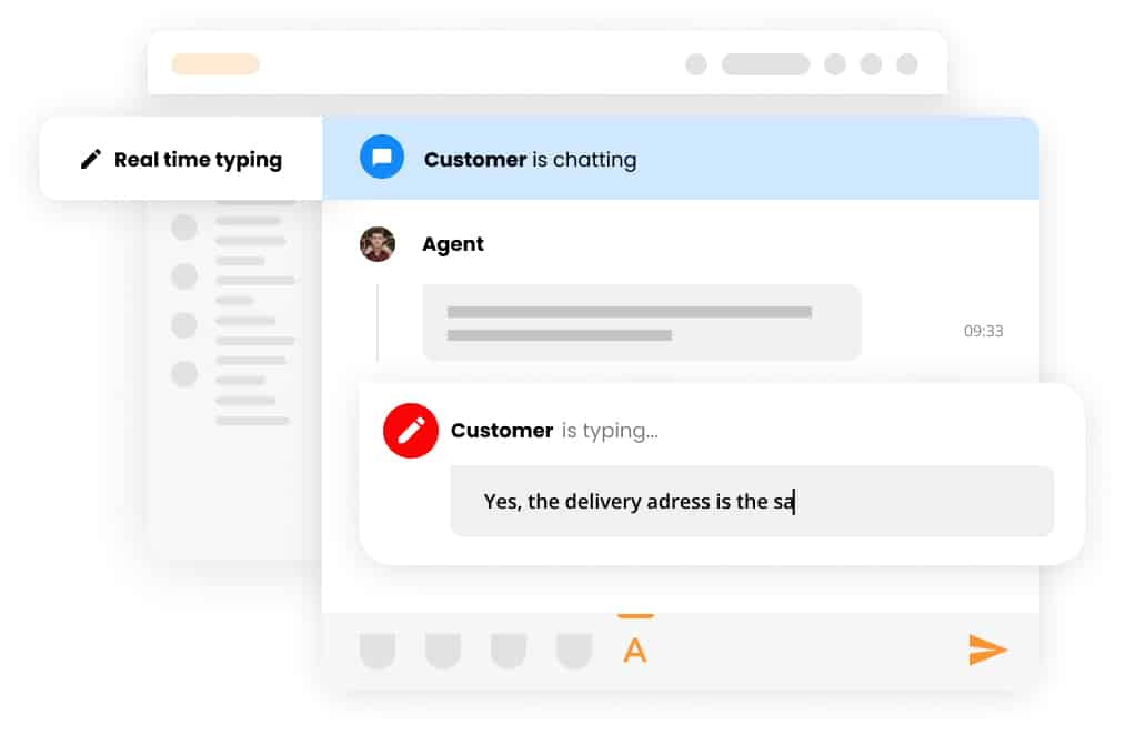 A sample chat conversation from agent to customer in LiveAgent's Real-time typing.