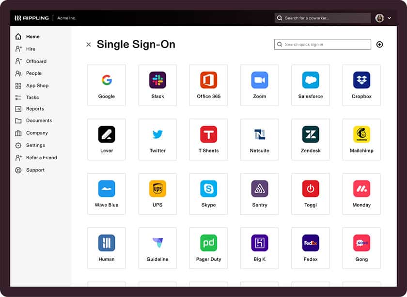 Rippling easy single sign-on to apps