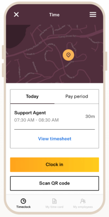 Employee can view timesheets in mobile app of Rippling.