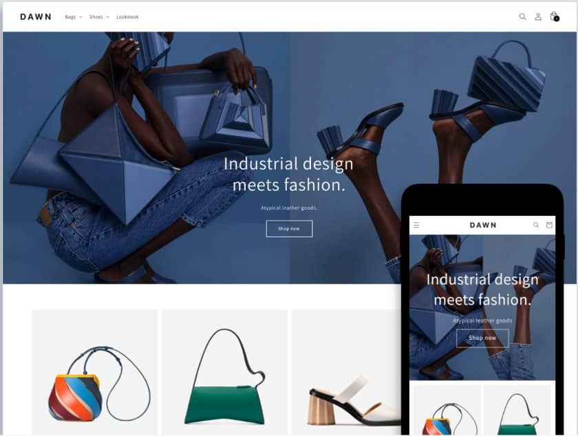 New released free theme from Shopify called Dawn.