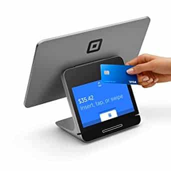 Square’s Register with a built-in customer-facing display and integrated tap, dip, and swipe card reader.