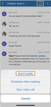 Team huddle in mobile with RingCentral app