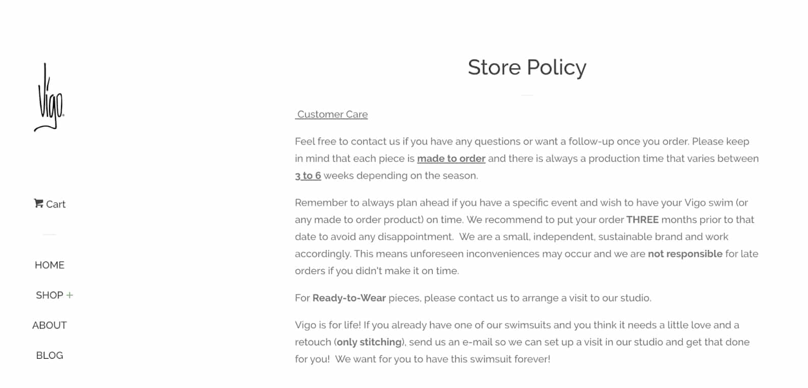 An example image of Store Policy.