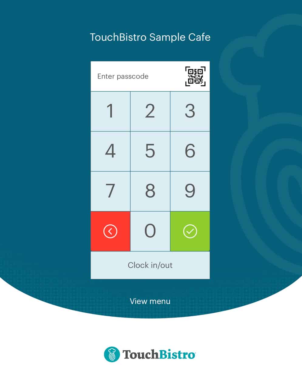 TouchBistro built-in timeclock feature sample.