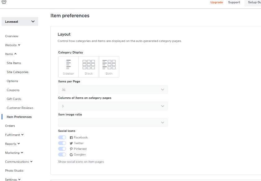 Weebly store products layout options