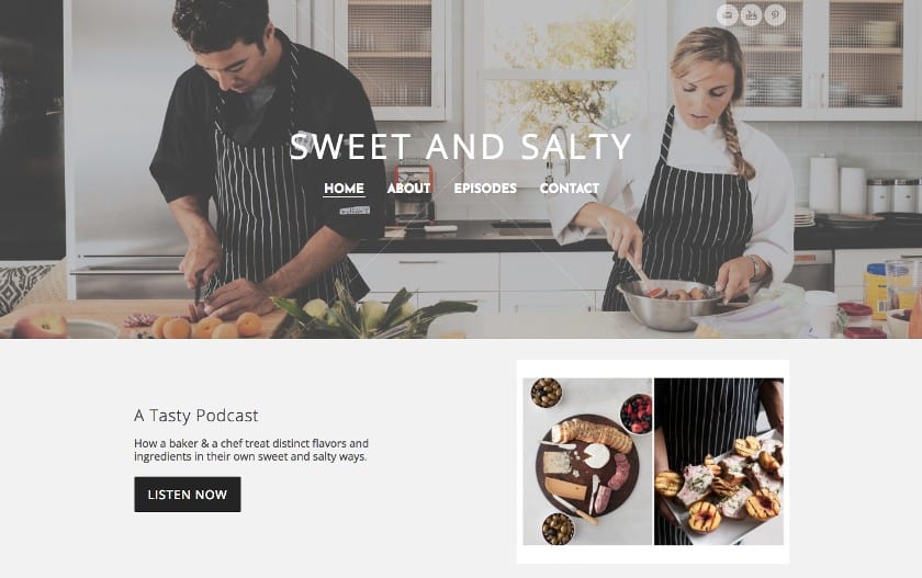 Examples of Weebly’s restaurant website templates, Sweet and Salty homepage.