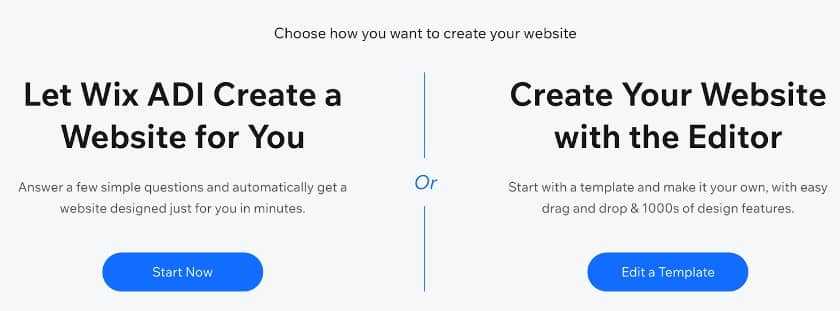 Wix website builder that offer AI to build your website.