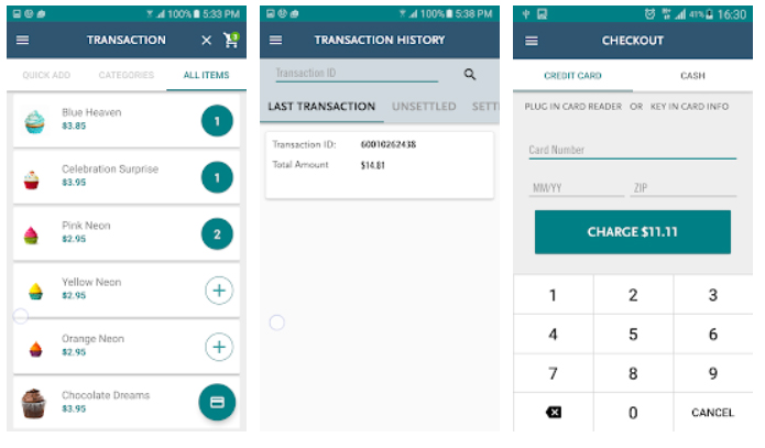 Sample image of Authorize.net Mobile POS app lets you create features.