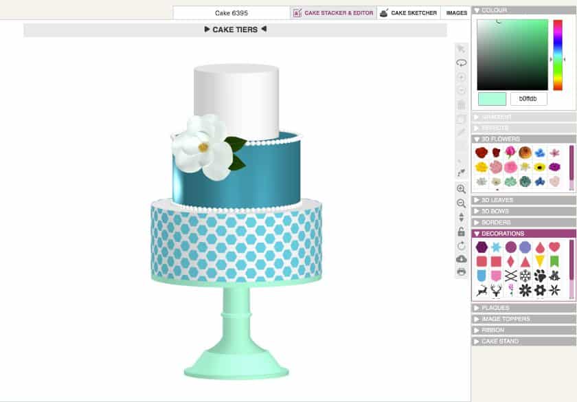 Showing BakingIt's 3D cake design tool.