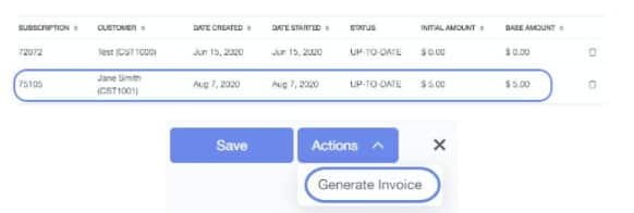 Clicking on the subscriber name and it will provide you with an option to generate a digital invoice.